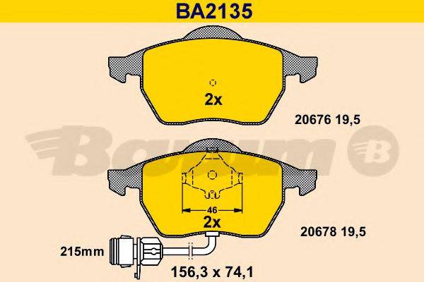 BARUM BA2135 Комплект гальмівних колодок, дискове гальмо