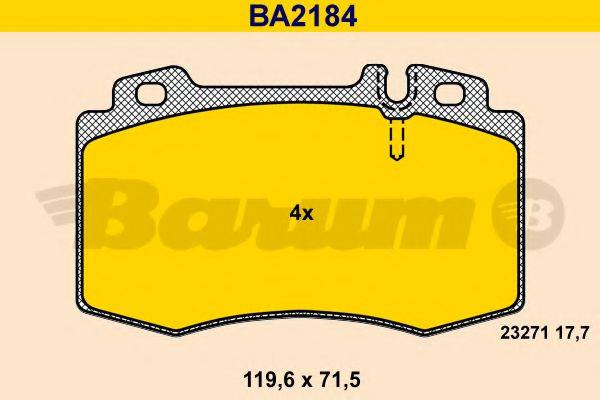 BARUM BA2184 Комплект гальмівних колодок, дискове гальмо