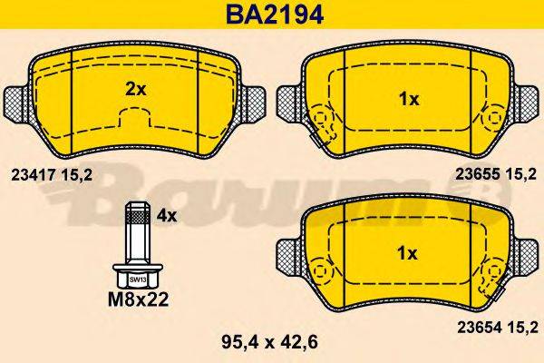 BARUM BA2194 Комплект гальмівних колодок, дискове гальмо