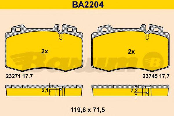 BARUM BA2204 Комплект гальмівних колодок, дискове гальмо