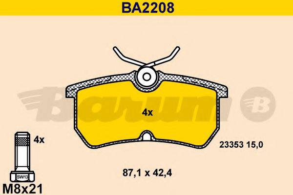 BARUM BA2208 Комплект гальмівних колодок, дискове гальмо