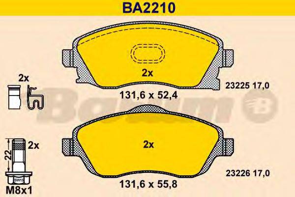 BARUM BA2210 Комплект гальмівних колодок, дискове гальмо