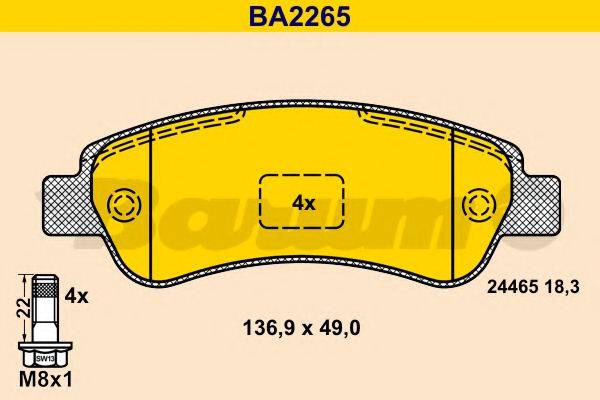 BARUM BA2265 Комплект гальмівних колодок, дискове гальмо
