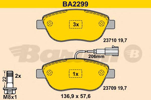BARUM BA2299 Комплект гальмівних колодок, дискове гальмо