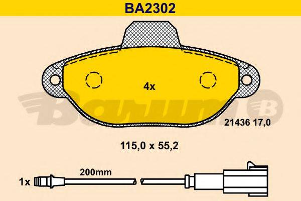 BARUM BA2302 Комплект гальмівних колодок, дискове гальмо