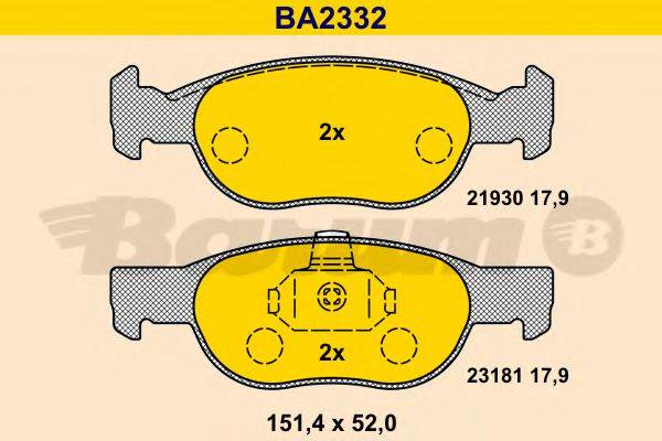 BARUM BA2332 Комплект гальмівних колодок, дискове гальмо