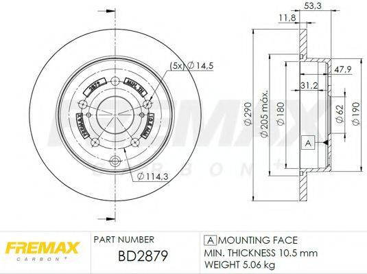 FREMAX BD2879 гальмівний диск