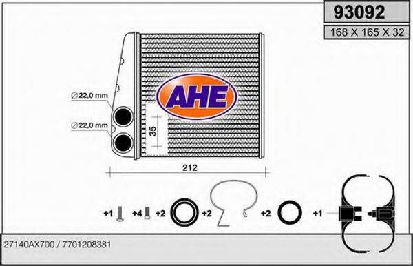 AHE 93092 Теплообмінник, опалення салону