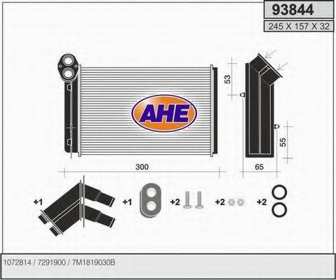 AHE 93844 Теплообмінник, опалення салону