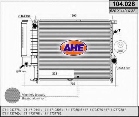 AHE 104028 Радіатор, охолодження двигуна