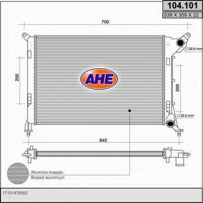 AHE 104101 Радіатор, охолодження двигуна