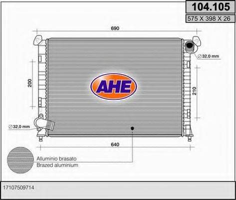 AHE 104105 Радіатор, охолодження двигуна