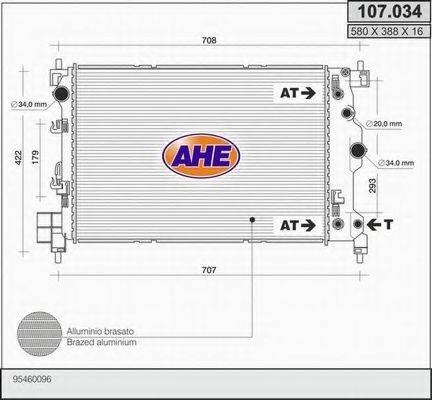 AHE 107034 Радіатор, охолодження двигуна