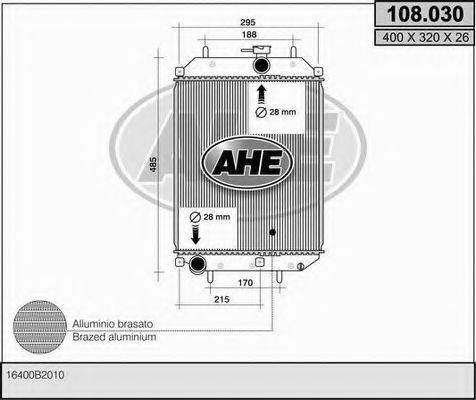 AHE 108030 Радіатор, охолодження двигуна