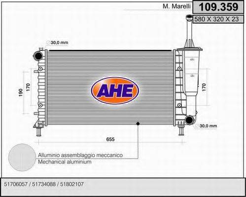AHE 109359 Радіатор, охолодження двигуна