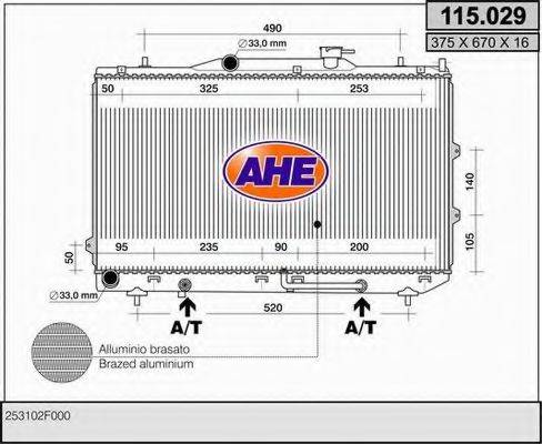 AHE 115029 Радіатор, охолодження двигуна