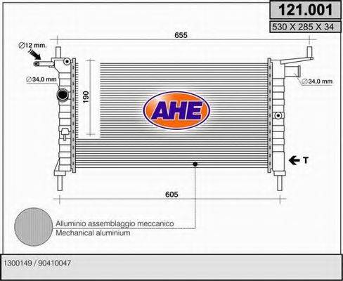 AHE 121001 Радіатор, охолодження двигуна