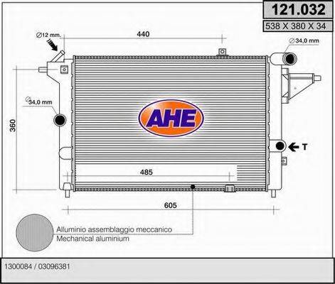 AHE 121032 Радіатор, охолодження двигуна