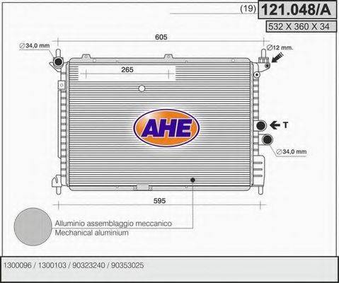 AHE 121048A Радіатор, охолодження двигуна