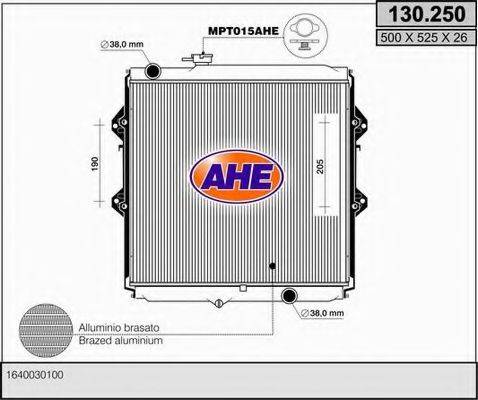 AHE 130250 Радіатор, охолодження двигуна