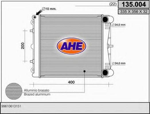 AHE 135004 Радіатор, охолодження двигуна