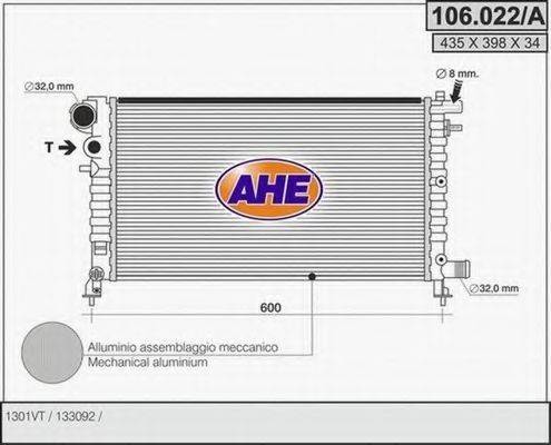 AHE 106022A Радіатор, охолодження двигуна