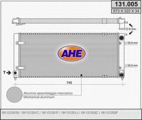 AHE 131005 Радіатор, охолодження двигуна