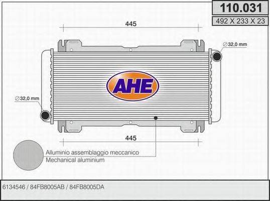 AHE 110031 Радіатор, охолодження двигуна