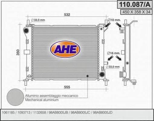 AHE 110087A Радіатор, охолодження двигуна