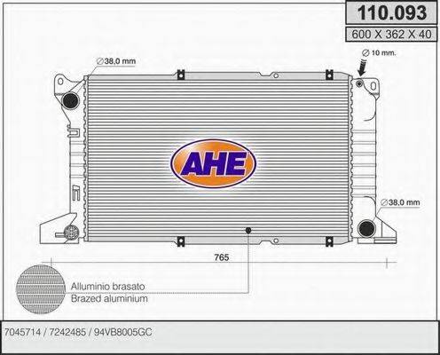 AHE 110093 Радіатор, охолодження двигуна