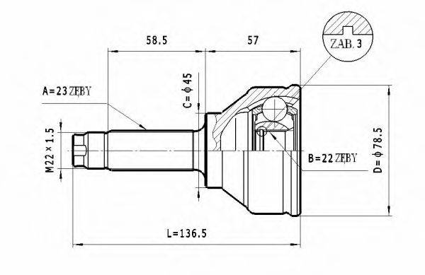 STATIM C434 Шарнірний комплект, приводний вал