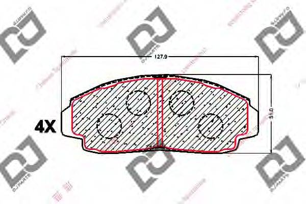 DJ PARTS BP1563 Комплект гальмівних колодок, дискове гальмо