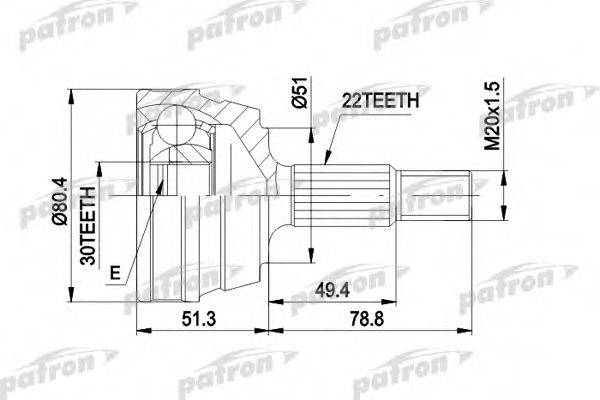 PATRON PCV1004 Шарнірний комплект, приводний вал