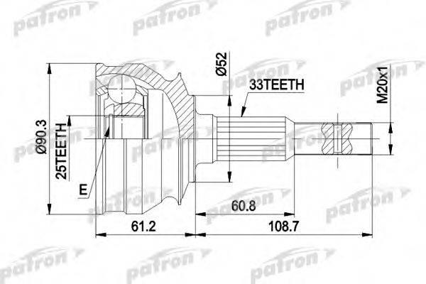 PATRON PCV1008 Шарнірний комплект, приводний вал