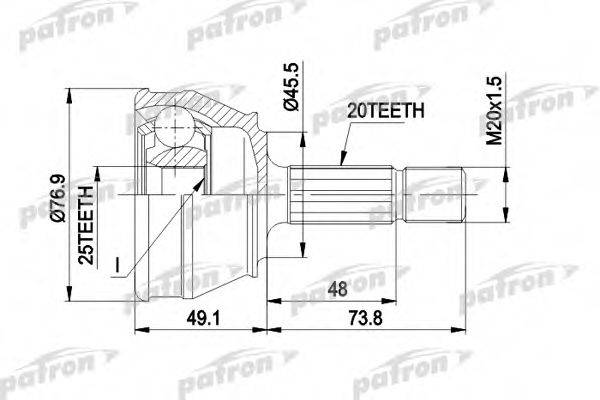 PATRON PCV1035 Шарнірний комплект, приводний вал
