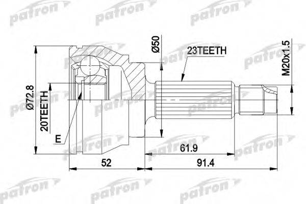 PATRON PCV1037 Шарнірний комплект, приводний вал
