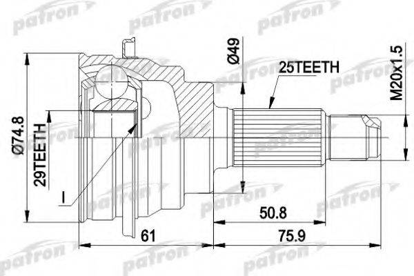 PATRON PCV1039 Шарнірний комплект, приводний вал