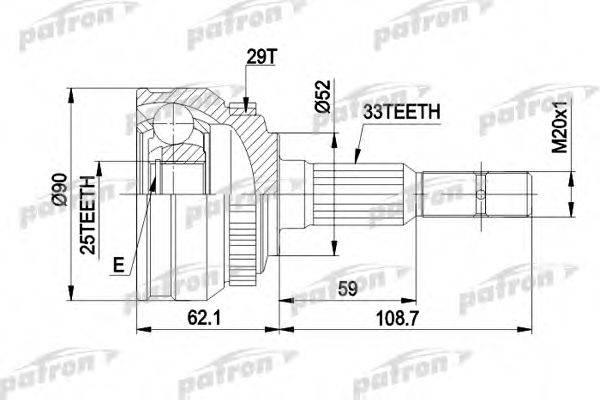 PATRON PCV1051 Шарнірний комплект, приводний вал