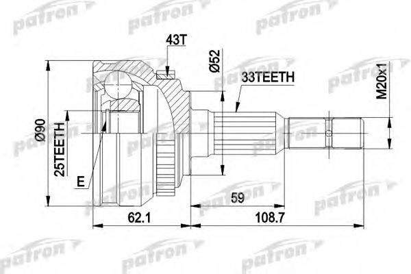 PATRON PCV1052 Шарнірний комплект, приводний вал