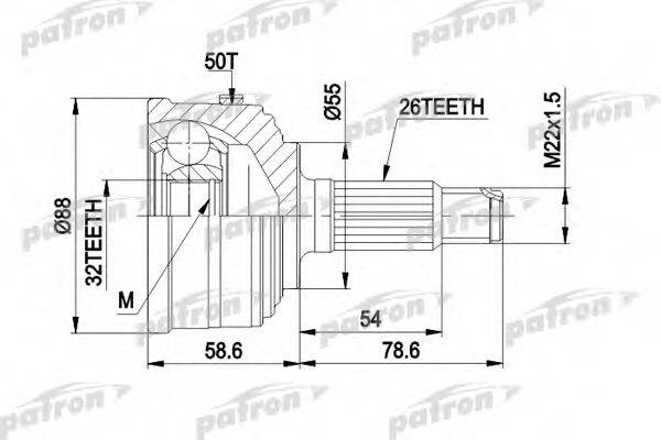 PATRON PCV1053 Шарнірний комплект, приводний вал
