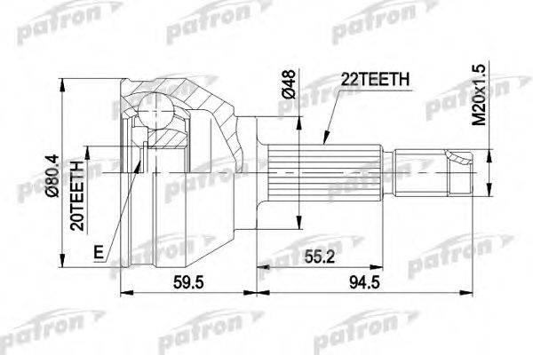 PATRON PCV1055 Шарнірний комплект, приводний вал