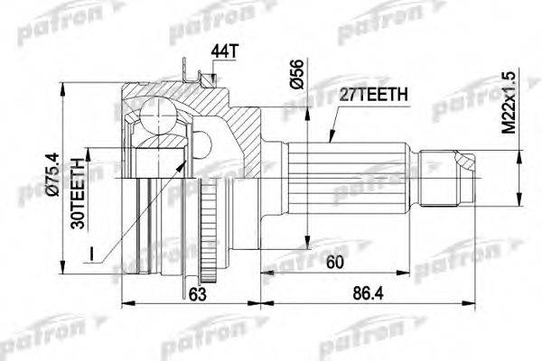 PATRON PCV1084 Шарнірний комплект, приводний вал