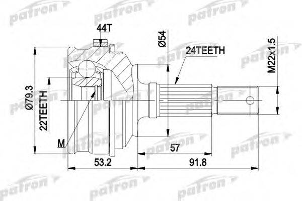 PATRON PCV1159 Шарнірний комплект, приводний вал