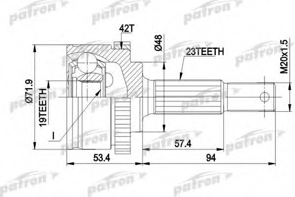 PATRON PCV1197 Шарнірний комплект, приводний вал