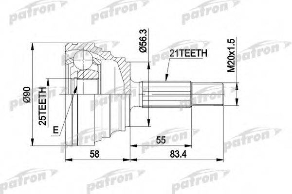 PATRON PCV1204 Шарнірний комплект, приводний вал
