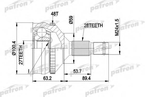 PATRON PCV1264 Шарнірний комплект, приводний вал