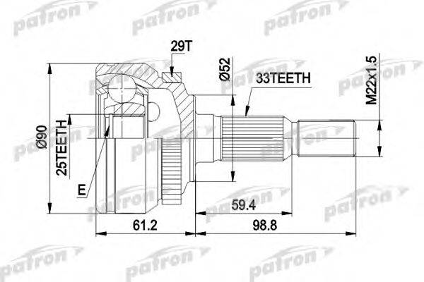PATRON PCV1269 Шарнірний комплект, приводний вал