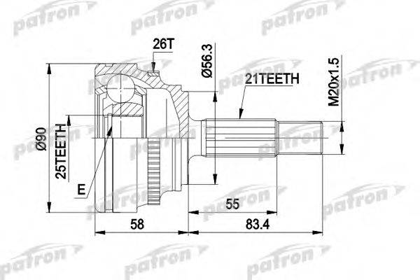 PATRON PCV1285 Шарнірний комплект, приводний вал