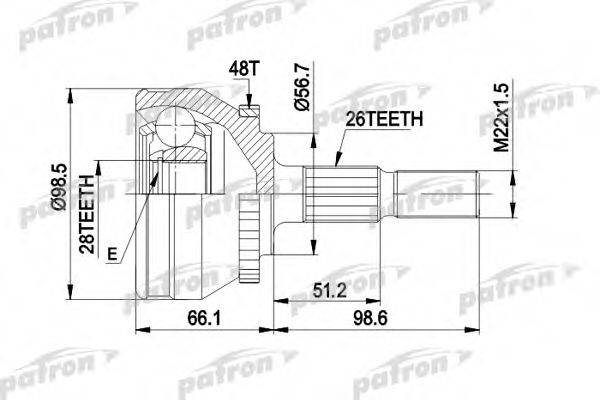 PATRON PCV1368 Шарнірний комплект, приводний вал