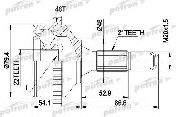 PATRON PCV1382 Шарнірний комплект, приводний вал